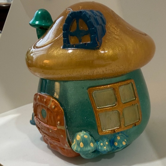 Unique Resin Whimsical Mushroom House Jar - Picture 2 of 10